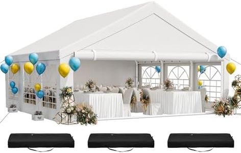 YITAHOME 20x20 ft Party Tent Heavy Duty Wedding Event Shelters Outdoor Upgraded Galvanized Canopy with Large White Roof, Removable PVC Sidewalls & 3 Storage Bags