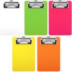 Piriuuo 5 Pcs Mini Clipboards with Pen Holder Clip, 6 x 4 Inch Small Clipboards Colorful Cute Clipboard Portable Memo Clipboard Mini Plastic Clip Boards for School Office Restaurant Cafe Hotel