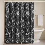 JEMIDI Shower Curtain, Black - Waterproof & Machine Washable Bathroom Curtains For Shower and Bathtub - Stylish Pattern with Stainless Steel Eyelets - Includes 12 Plastic Hooks