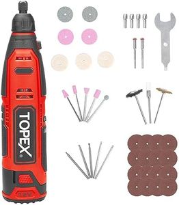 TOPEX 12V Cordless Rotary Tool Electric Engraver Etching Machines Variable Speed Electric Drill Set Multi-Purpose Power Rotary Tool Kit for Sanding Engraving w/Li-Ion Battery & Charger