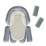 INFANZIA Upgraded 3-in-1 Baby Head & Body Support & Strap Covers Set for Newborn Infant Toddler - Extra Soft Car Seat Insert Cushion Pad, Perfect for Carseats, Strollers, Swing