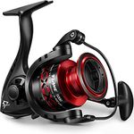 Piscifun Flame Spinning Reels, Ultralight Spinning Fishing Reel with 5.2:1 High Speed Gear Ratio, 19.8LBs Max Drag, Lightweight 9+1BB Ultra Smooth Fishing Reels, 2000 Series, Red.