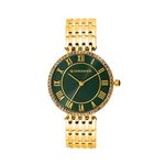 Giordano Eleganza Collection Round Analog Watch for Women, Diamond-Set with Metal Strap Ladies Water Resistant Wrist Watch - A2083 (Green)