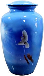 eSplanade Cremation Urn Memorial Human Ashes Container Jar Pot | Burial Funeral Urns | Flying Pigeon - Blue - 10" Inches (Full Size)