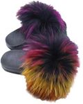 LVCOMEFF Girls real fox fur sandals