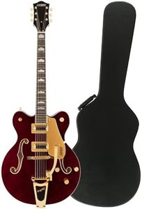 Gretsch G5422TG Electromatic Classic Hollow Body Double-Cut 6-String Electric Guitar Right Handed (Walnut Stain) Bundle with 16-Inch Hollowbody Flat Top Wood Hardshell Case (2 Items)