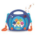 LEXIBOOK RCDK100BS Pinkfong Baby Shark Nickelodeon-CD Player with 2 mics, Programming Function, Headphones Jack, for Kids with Power Supply or Batteries, Blue/Orange