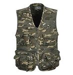 YeSiYan Men's Camo Military Hunting Fishing Vest with Pockets and Zipper