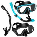 Snorkeling Gear for Adults, Dry-Top Snorkel Set with 180° Panoramic View Snorkel Gear, Anti Fog Design Goggles Scuba Diving Mask, Dry Breath Easy Airflow Tech & Anti-Leak（2Pack）