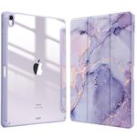 FINTIE Hybrid Case Compatible with iPad Air 13 inch (2024) M2, [Built-in Pencil Holder] Shockproof Cover with Clear Transparent Back Shell, Auto Wake Sleep, (Lilac Marble)