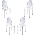 Ghost Armless Chair,Philippe Starck Style, Modern Clear Polycarbonate Dining Chair, Transparent Chair (Set of 4)