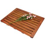 Utoplike Teak Wood Bath Mat, Shower Mat Non Slip for Bathroom,61cmx46cm, Wooden Floor Mat Square Large for Spa Home or Outdoor