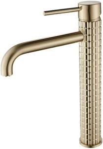 Robinet Salle Bain Or Brossé - Mitigeur Lavabo Haut Robinet Lavabo Doré - Robinetterie Vasque à Poser en Laiton SHUNLI