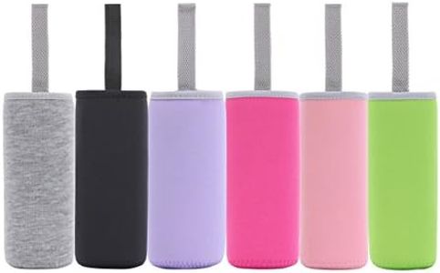 Neoprene Glass Water Bottle Sleeves Holders With Carry Straps - 6 Pack Multi-Color - 16-18oz Bottle Size - Quality Rubber Insulation for Colder Or Hot