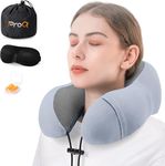 ProQ Neck Pillow For Travel-Travel Pillow For Flights-Memory Foam Neck Pillow-Travel Neck Rest Pillows-Traveling Pillow For Men,Women Travelling Accessories,Lightweight,Portable,Silver,Standard