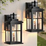Motion Sensor Outdoor Wall Lights 2 Packs-Updated Dusk to Dawn Outdoor Lighting,Exterior Light Fixtures with E26 Sockets & Tempered Glass, Wall Mounted Black Waterproof Outdoor Lights for House