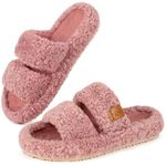 EverFoams Womens Fuzzy Open-toe Slippers Soft Comfy Memory Foam Indoor House Shoes Dusty Rose,9-10 US