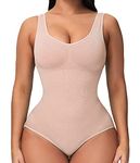 Shapewear Bodysuit for Women Tummy Control Seamless Scoop Neck Tank Top Jumpsuit Body Shaper Nude Large, Nude, L