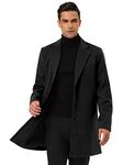 Lars Amadeus Men's Trench Coat Slim Fit Winter Notched Lapel Single Breasted Long Jacket Overcoat, Black, S