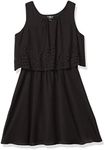 Amy Byer Girls' Popover Georgette Dress, Black, 12