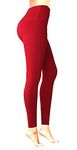 COMFY FOREVER Red Leggings for Women - Compression Leggings Women - Tummy Control Leggings & Womens Pants | Workout Leggings & Gym Leggings - high Waisted Leggings for Women Without Pockets (XL)