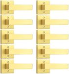 Probrico 10 Pack Gold Dummy Door Handles,Modern Closet Door Knobs,Heavy Duty Interior Non-Turning Handle Reversible for Right & Left Handed Side