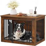 YITAHOME Dog Crate Furniture for Large Dogs, Side End Table, Modern Dogs Kennel Indoor up to 60 lb, 2-in-1 Iron-Wood Fusion Dog Cage with Waterproof Top, Safety Corners, Steel Lock,38"L, Rustic Brown