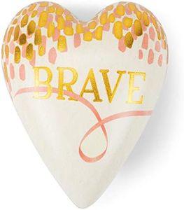DEMDACO Brave Metallic Pink and Gold Tone 4 x 3 Resin Stone Art Heart Keeper Figurine