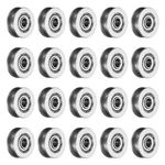 sourcing map 20pcs V623ZZ V Groove Guide Pulley Bearing 3x12x4mm Carbon Steel Rail Ball Bearings Wheel, ABEC3