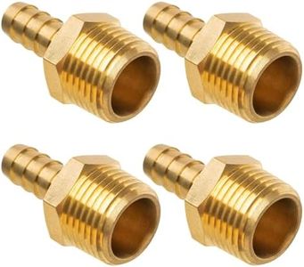 JUWO Air Hose Fittings, 3/8" NPT Male to 5/16" Barb, Brass Hose Barb Fittings, Heavy-Duty and Leak-Free Adapter for Air, Water, Fuel Line, 4 Pack