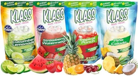 Klass Aguas Frescas | Drink Mix | Variety Pack Of Mixed Flavors | Pina Colada, Cucumber Limeade, Tropical Punch & Strawberry Watermelon | Flavors From Natural Sources, No Artificial Flavors With