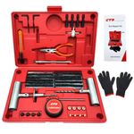 CTR Heavy Duty Tire Repair Kit - 68pcs All-in-One Universal Tire Hole Plug Kit, Professional Tyre Patch Kit for Tubeless Tyre Flats for Cars, Truck, RV, SUV, ATV, Motorcycle, Tractor, Trailer - GE0001