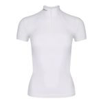 LeMieux Women’s Equestrian Show Shirt - Short Sleeve Horse Show Competition Top - Athletic Shirts & Horseback Riding Apparel - (White/UK10)