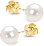 14k Yellow Gold AAA+ 8.5-9mm White 