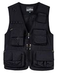 KTWOLEN Men's Outdoor Vest Quick Dry Fishing Vest Multi Pocket Breathable Gilet Safari Hunting Hiking Photography Waistcoat Sleeveless Jacket, Black, XL