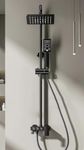 B Backline Thermostatic Shower Panel For Bathroom 3 In 1 Wall Mixer Single Lever Shower Panel, Hand shower, rainfall shower over head | Wall Mount Shower For Bathroom (Black Matt)