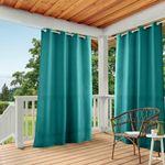 Exclusive Home Curtains Indoor/Outdoor Solid Cabana Grommet Top Curtain Panels, 54"x84", Dark Teal, Set of 2