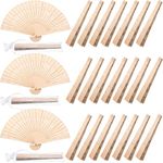 Unittype 100 Pieces Wooden Hand Fans for Wedding Bulk Folding Handheld Fans with Gift Bags for Guests Vintage Chinese Fans Foldable Wood Fans for Baby Shower Favors Birthday Party Decorations