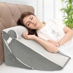 WENRENER Bed Wedge Pillow for Sleeping, Adjustable Foam Wedge Pillow for Post Surgery, Elevated Triangle Pillow for Acid Reflux, Back Pain Relief, Leg Support, 3pack (White & Light Grey)