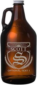 Spotted Dog Company Personalized Etched 64oz Amber Glass Beer Growler - Customized Engraved Gifts for Men - Beer Gifts for Men - Groomsmen, Scott