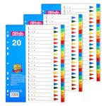 File Dividers A4, 3 Pack 20 Part Folder Dividers A-Z Coloured Plastic A4 Dividers for Lever Arch Files Ring Binders Office School Index Dividers