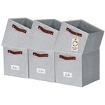 DECOMOMO Storage Bins 6pcs Cube Storage Basket with Label Holder for Closet Kallax Shelves Clothes Kids Toy Nursery (Cube 11" / 6pcs, Light Texture Grey)