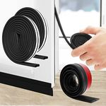 SUNMON Weather Stripping Door Draft Stopper Set, 39ft D-Type Door Seal Strip, 3.3ft Door Bottom Seal Strip, Self Adhesive Door Soundproofing (Black)