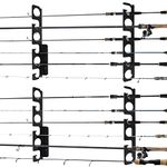 Iswabard Fishing Rod Holders for Garage Fishing Pole Holders, 2 Pack, Metal, Holds 12 Rods Fishing Rod Holders Wall Ceiling Rod Rack Wall Mounted Storage Rack, Black, Fishing Pole Holders for Garage
