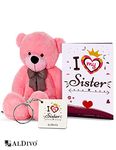 alDivo I Love My Sister Gifts of Soft Teddy Bear, Sister Key Ring and Sister Wishes Greeting Card (MKD10232)