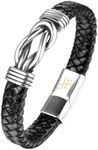 Jewellbox Men's Infinity Knot Leather Bracelet, Mens Leather Bracelet with Magnetic Clasp