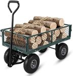 Steel Garden Cart, Heavy Duty 500 Lbs Capacity, with Removable Mesh Sides to Convert Into Flatbed, Metal Wagon with 2-in-1 Handle and 10 in Pneumatic Tires for Gardens, Lawns, Yards