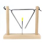 LOONELO Musical Triangle Instruments with Striker and Wooden Stand,Hand Percussion Triangles Musical Instrument for Kids Children Music Enlightenment (wood-1)