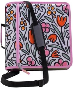 Case-it Mighty Zip Tab School Zipper Binder | 3-Inch O-Rings, 600-Sheet Capacity, 5-Subject Expanding File Folder, Multiple Pockets & Storage Organizer, Shoulder Strap | D-146 Fun Flowers