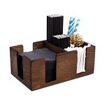 Wooden Bar Caddy - Bar Aide Cocktail Accessory and Napkin Holder and Bar Tidy Brown|black|grey